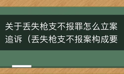 关于丢失枪支不报罪怎么立案追诉（丢失枪支不报案构成要件）