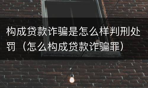 构成贷款诈骗是怎么样判刑处罚（怎么构成贷款诈骗罪）