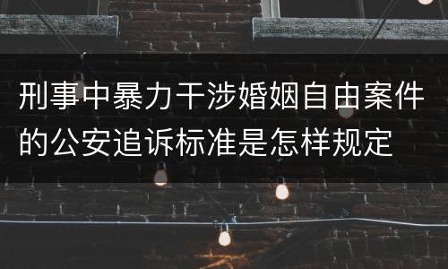 刑事中暴力干涉婚姻自由案件的公安追诉标准是怎样规定