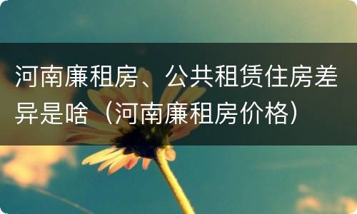 河南廉租房、公共租赁住房差异是啥（河南廉租房价格）