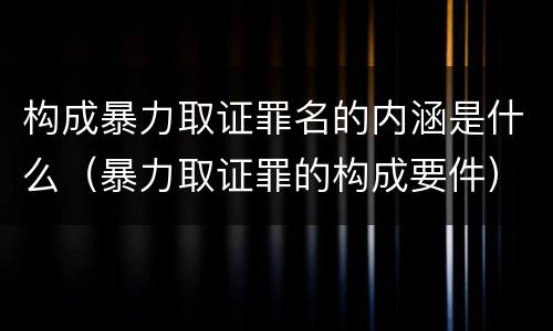 构成暴力取证罪名的内涵是什么（暴力取证罪的构成要件）