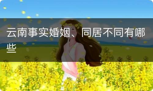 云南事实婚姻、同居不同有哪些