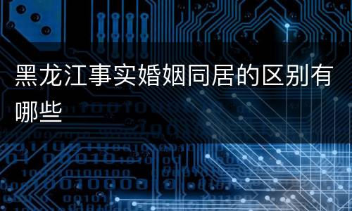 黑龙江事实婚姻同居的区别有哪些