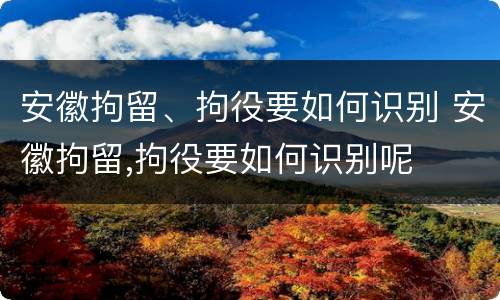 安徽拘留、拘役要如何识别 安徽拘留,拘役要如何识别呢