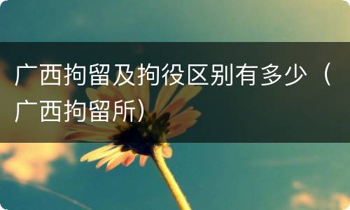 广西拘留及拘役区别有多少（广西拘留所）