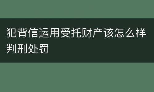 犯背信运用受托财产该怎么样判刑处罚