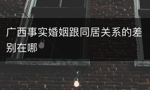 广西事实婚姻跟同居关系的差别在哪