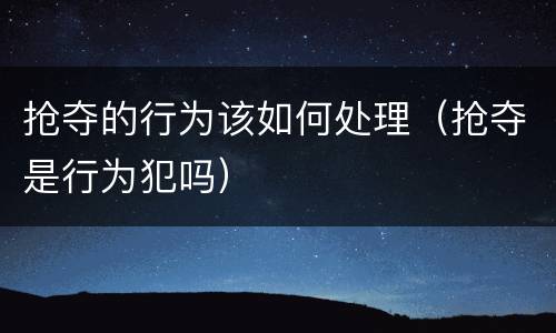 抢夺的行为该如何处理（抢夺是行为犯吗）