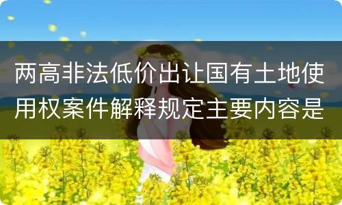 两高非法低价出让国有土地使用权案件解释规定主要内容是什么