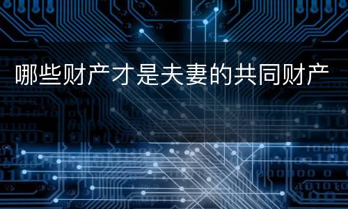 哪些财产才是夫妻的共同财产