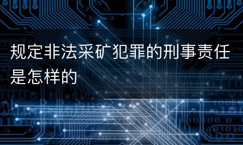 规定非法采矿犯罪的刑事责任是怎样的