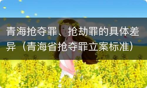 青海抢夺罪、抢劫罪的具体差异（青海省抢夺罪立案标准）