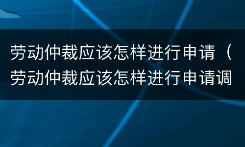 劳动仲裁应该怎样进行申请（劳动仲裁应该怎样进行申请调解）