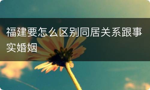 福建要怎么区别同居关系跟事实婚姻
