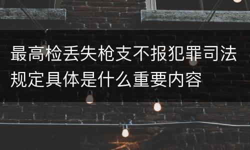 最高检丢失枪支不报犯罪司法规定具体是什么重要内容