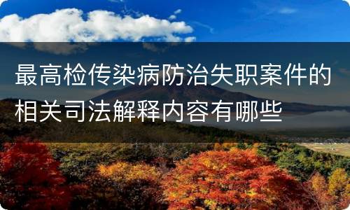 最高检传染病防治失职案件的相关司法解释内容有哪些