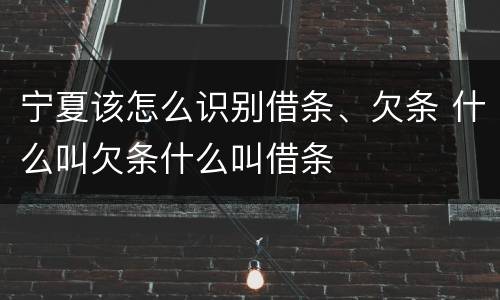 宁夏该怎么识别借条、欠条 什么叫欠条什么叫借条