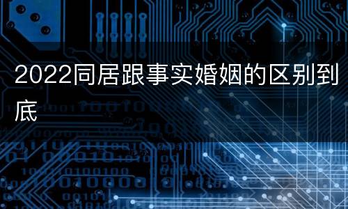 2022同居跟事实婚姻的区别到底