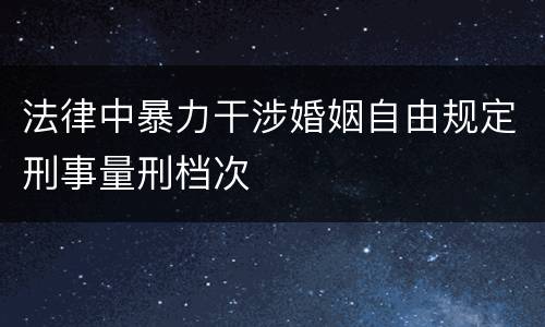 法律中暴力干涉婚姻自由规定刑事量刑档次