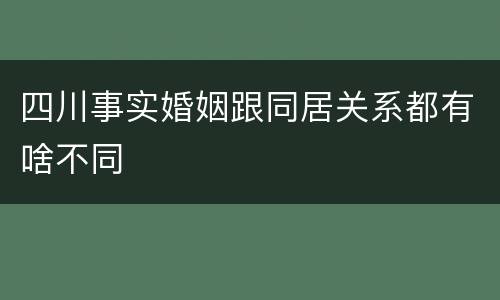 四川事实婚姻跟同居关系都有啥不同