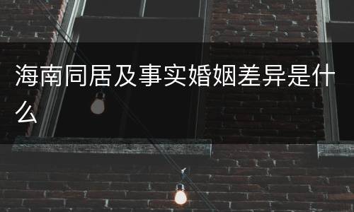 海南同居及事实婚姻差异是什么