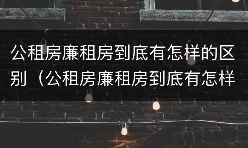公租房廉租房到底有怎样的区别（公租房廉租房到底有怎样的区别呢）