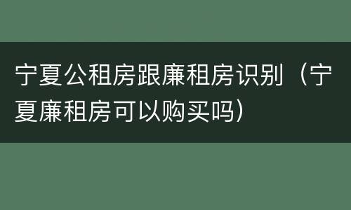 宁夏公租房跟廉租房识别（宁夏廉租房可以购买吗）