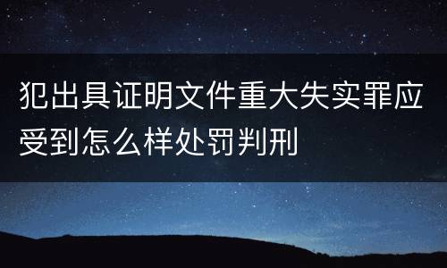 犯出具证明文件重大失实罪应受到怎么样处罚判刑