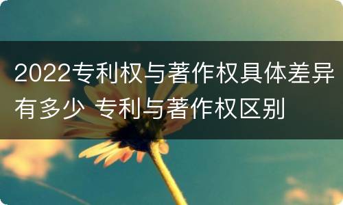 2022专利权与著作权具体差异有多少 专利与著作权区别
