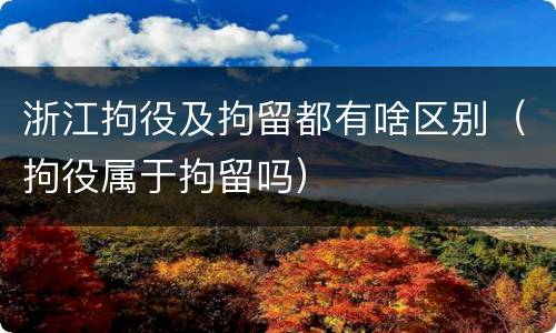 浙江拘役及拘留都有啥区别（拘役属于拘留吗）