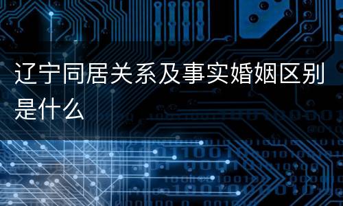 辽宁同居关系及事实婚姻区别是什么