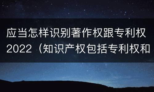 应当怎样识别著作权跟专利权2022（知识产权包括专利权和著作权吗）