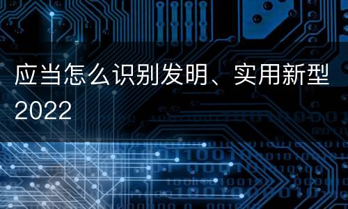 应当怎么识别发明、实用新型2022
