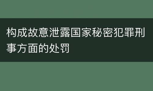 构成故意泄露国家秘密犯罪刑事方面的处罚