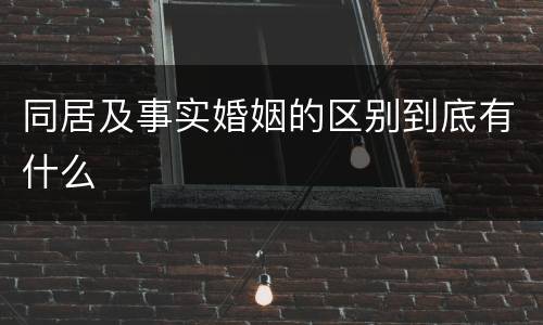 同居及事实婚姻的区别到底有什么