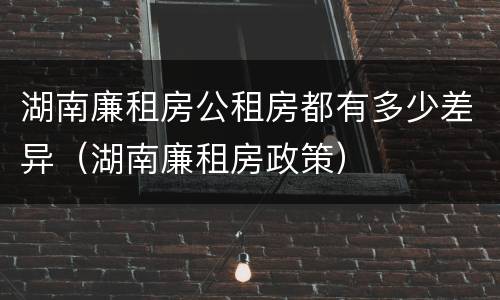 湖南廉租房公租房都有多少差异（湖南廉租房政策）