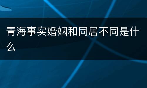 青海事实婚姻和同居不同是什么