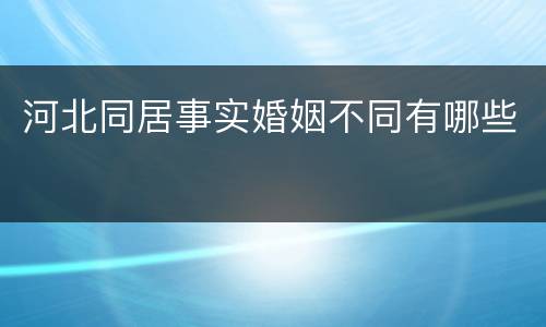 河北同居事实婚姻不同有哪些