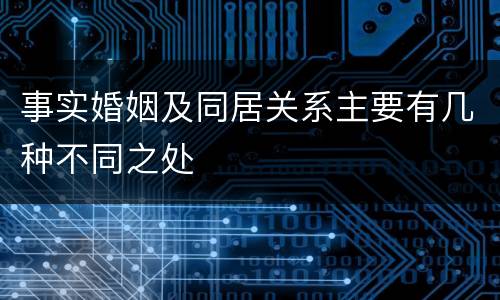 事实婚姻及同居关系主要有几种不同之处