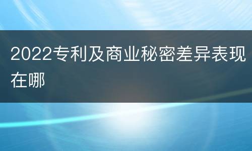 2022专利及商业秘密差异表现在哪