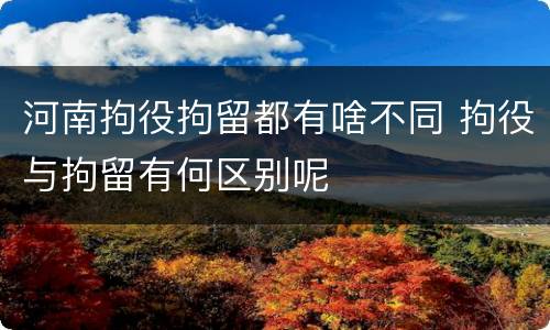 河南拘役拘留都有啥不同 拘役与拘留有何区别呢