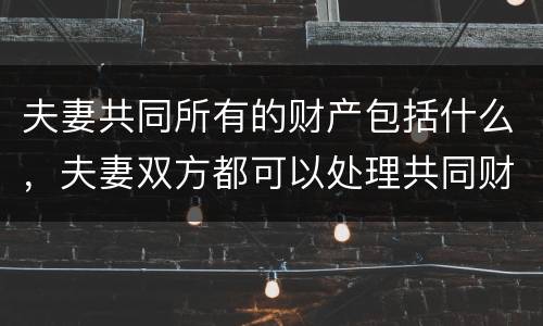 夫妻共同所有的财产包括什么，夫妻双方都可以处理共同财产吗