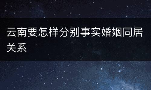 云南要怎样分别事实婚姻同居关系