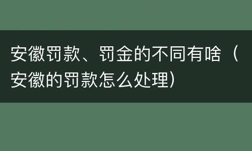 安徽罚款、罚金的不同有啥（安徽的罚款怎么处理）