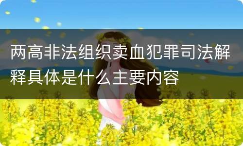 两高非法组织卖血犯罪司法解释具体是什么主要内容