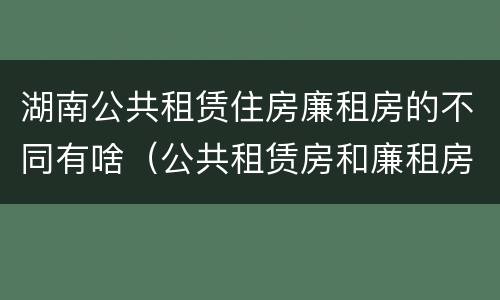 湖南公共租赁住房廉租房的不同有啥（公共租赁房和廉租房）