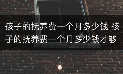 孩子的抚养费一个月多少钱 孩子的抚养费一个月多少钱才够