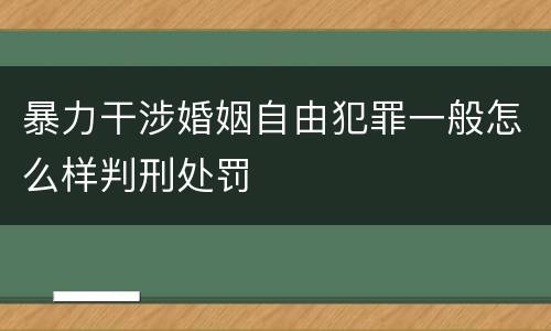暴力干涉婚姻自由犯罪一般怎么样判刑处罚