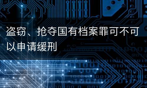 盗窃、抢夺国有档案罪可不可以申请缓刑
