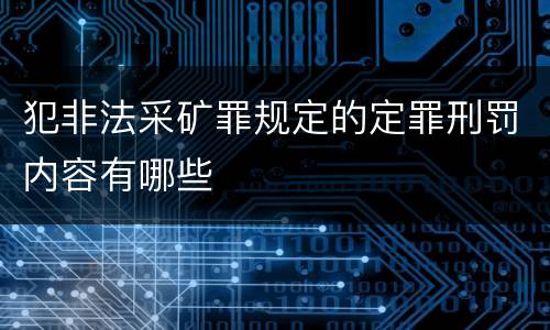 犯非法采矿罪规定的定罪刑罚内容有哪些